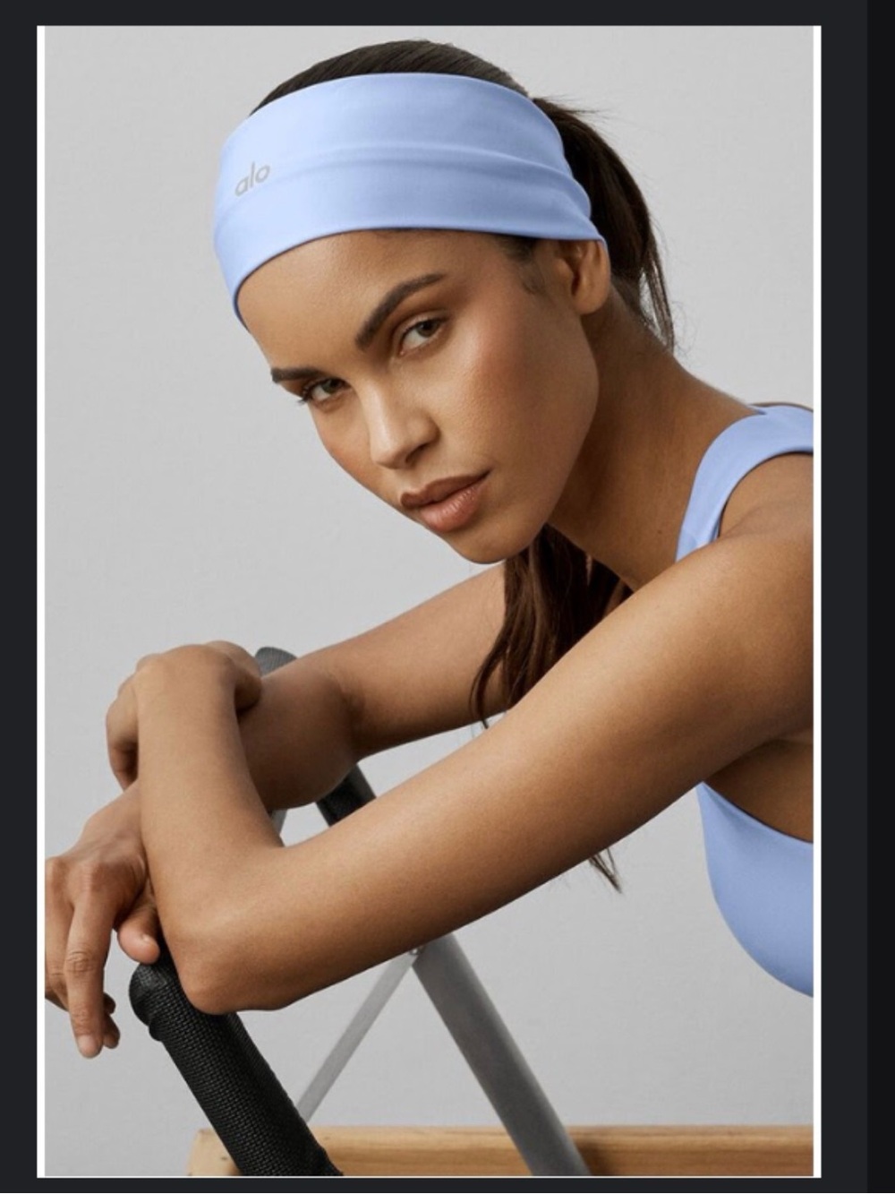ALO Airlift Light Blue Logo Headband, New